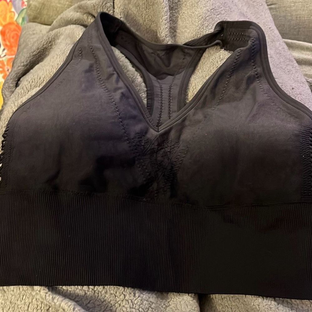 PINK SPORT Black Racerback‎ Seamless Sports Bra Medium Support Athletic Workout